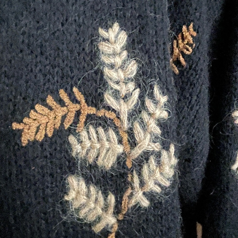 Vintage Susan Bristol Mohair & Satin Lined Embroidered Cardigan Tunic Sweater XL - Picture 3 of 8